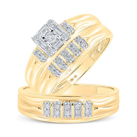 Eternal Love 10kt Yellow Gold His Hers Round Diamond Square Matching Wedding Set 1/3 Cttw Top view from the 10Kt Yellow Gold His Hers Round Diamond Square Matching Wedding Set 1 3 Cttwpin212751 collection by Splendid Jewellery