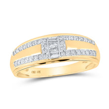 Load image into Gallery viewer, Eternal Love 10kt Yellow Gold His Hers Round Diamond Square Matching Wedding Set Side view from the 10Kt Yellow Gold His Hers Round Diamond Square Matching Wedding Set 1 Cttwpin214770 collection by Splendid Jewellery