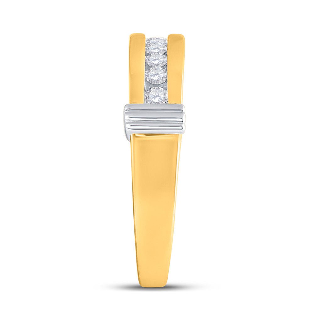 Eternal Love 10kt Yellow Gold His Hers Round Diamond Square Matching Wedding Set 5/8 Cttw - Splendid Jewellery