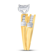 Load image into Gallery viewer, Eternal Love 10kt Yellow Gold His Hers Round Diamond Square Matching Wedding Set 5/8 Cttw - Splendid Jewellery