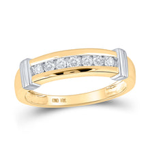 Load image into Gallery viewer, Eternal Love 10kt Yellow Gold His Hers Round Diamond Square Matching Wedding Set 5/8 Cttw Side 2 view from the 10Kt Yellow Gold His Hers Round Diamond Square Matching Wedding Set 5 8 Cttwpin81419 collection by Splendid Jewellery