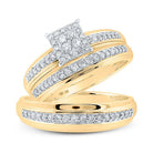 Eternal Love 10kt Yellow Gold His Hers Round Diamond Square Matching Wedding Set - Splendid Jewellery
