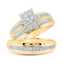Load image into Gallery viewer, Eternal Love 10kt Yellow Gold His Hers Round Diamond Square Matching Wedding Set - Splendid Jewellery