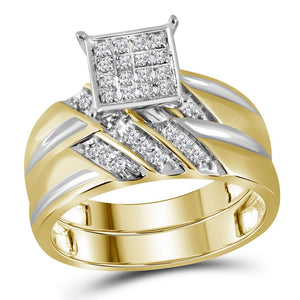 Eternal Love 10kt Yellow Gold His Hers Round Diamond Square Wedding Set - Splendid Jewellery