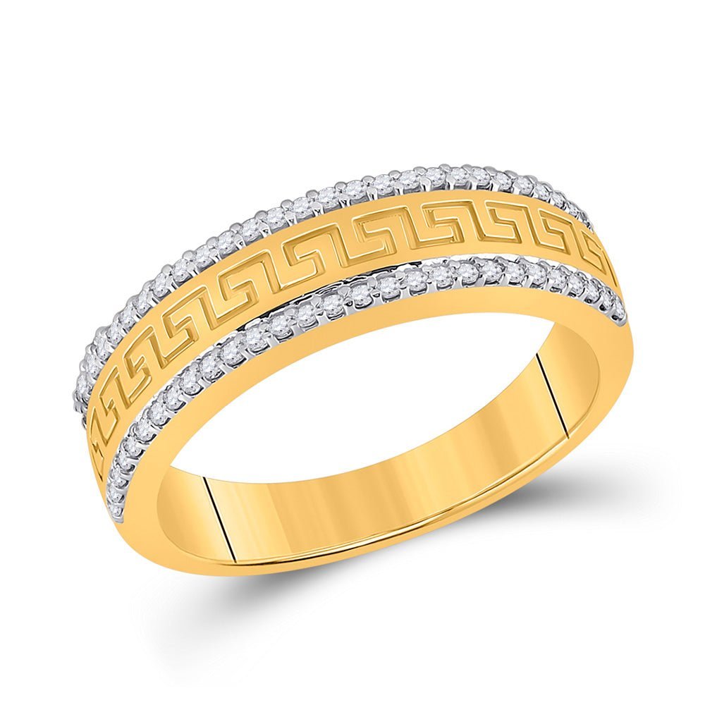 Eternal Love 10kt Yellow Gold Mens Diamond Greek Key Wedding Band Ring 1/3 Cttw - Splendid Jewellery
