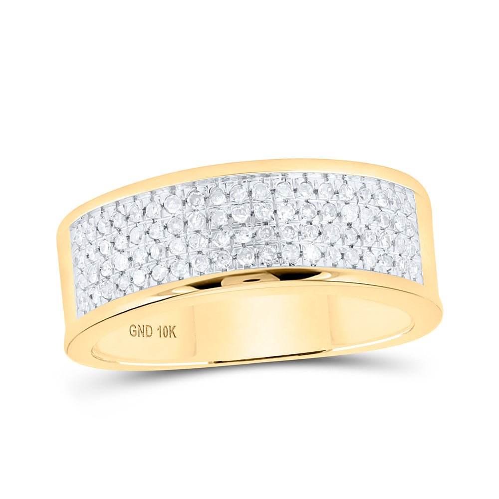 Eternal Love 10kt Yellow Gold Men's Round Diamond Wedding Band Ring 1/4 Cttw - A Timeless Symbol of Devotion - Splendid Jewellery