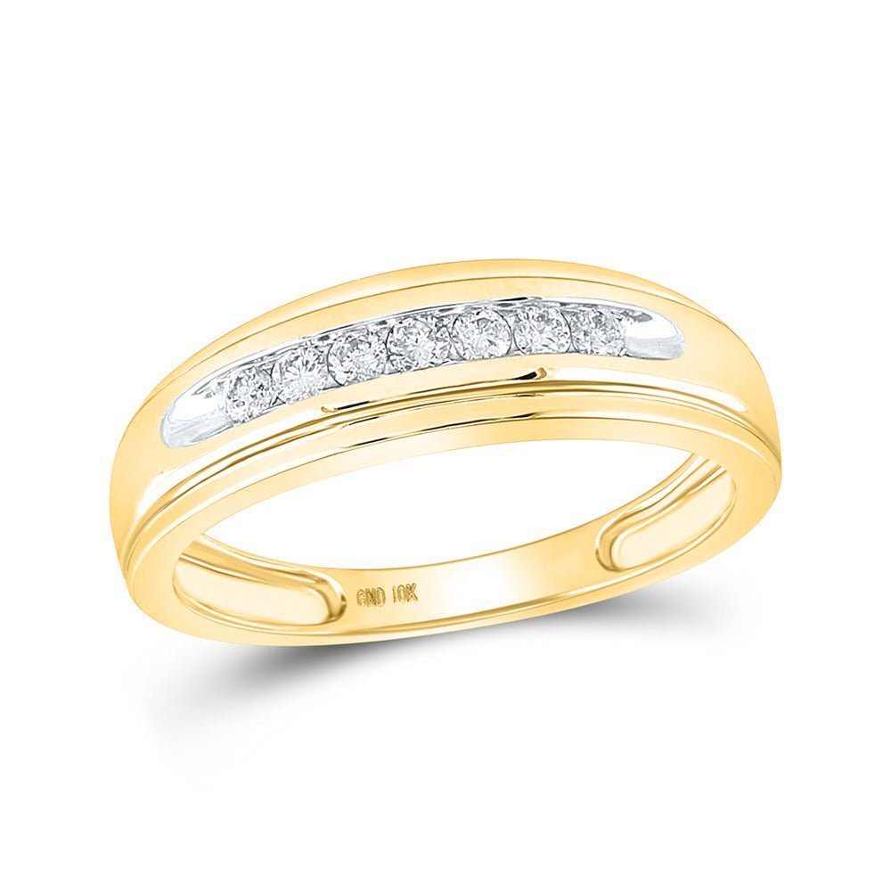 Eternal Love 10kt Yellow Gold Mens Round Diamond Wedding Channel - set Band Ring - Splendid Jewellery