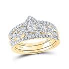Eternal Love 10kt Yellow Gold Pear Diamond 3 - Piece Bridal Wedding Ring Band Set - Splendid Jewellery