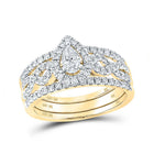 Eternal Love 10kt Yellow Gold Pear Diamond 3 - Piece Bridal Wedding Ring Band Set - Splendid Jewellery