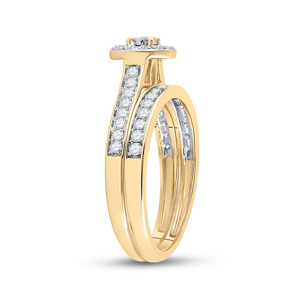 Eternal Love 10kt Yellow Gold Round Diamond Bridal Wedding Ring Band Set 1/2 Cttw - Splendid Jewellery