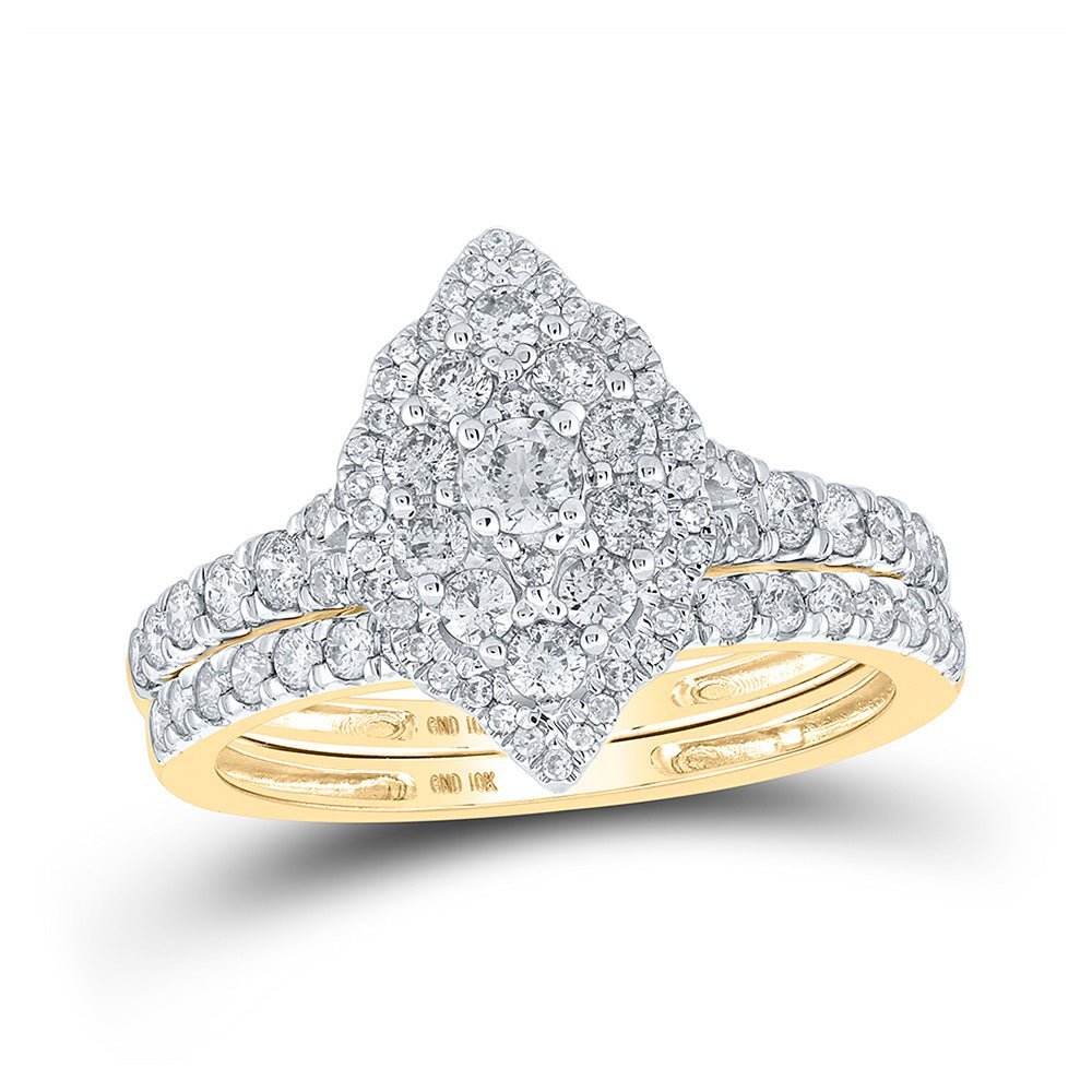 Eternal Love 10kt Yellow Gold Round Diamond Bridal Wedding Ring Band Set - Splendid Jewellery