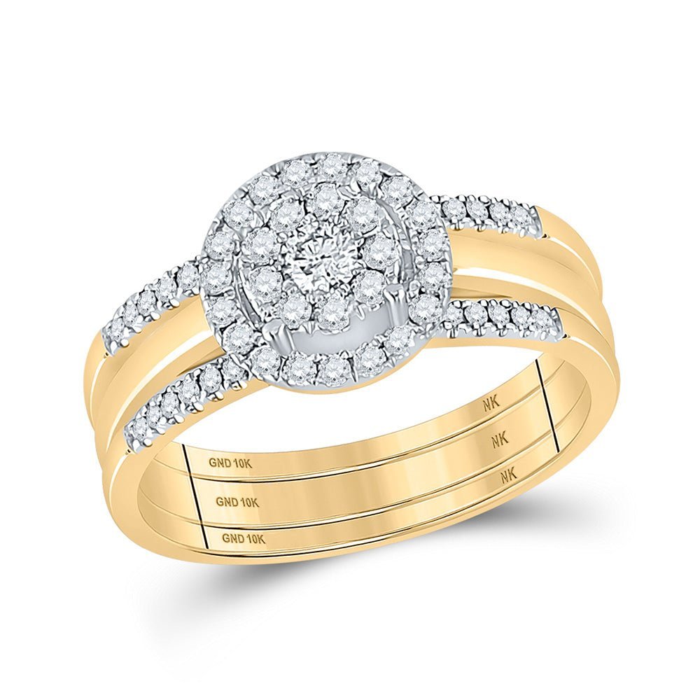 Eternal Love 10kt Yellow Gold Round Diamond Bridal Wedding Ring Set - Splendid Jewellery