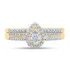 Eternal Love 10kt Yellow Gold Round Diamond Halo Bridal Wedding Ring Band Set product Top View from Splendid Jewellery