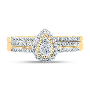 Eternal Love 10kt Yellow Gold Round Diamond Halo Bridal Wedding Ring Band Set - Splendid Jewellery