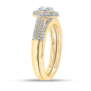 Eternal Love 10kt Yellow Gold Round Diamond Halo Bridal Wedding Ring Band Set - Splendid Jewellery