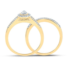 Load image into Gallery viewer, Eternal Love 10kt Yellow Gold Round Diamond Halo Bridal Wedding Ring Band Set product Side View from Splendid Jewellery