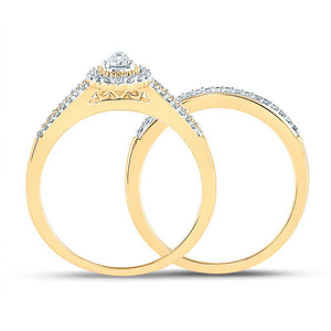 Eternal Love 10kt Yellow Gold Round Diamond Halo Bridal Wedding Ring Band Set - Splendid Jewellery