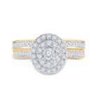Eternal Love 10kt Yellow Gold Round Diamond Oval Bridal Wedding Ring Band Set product Top View from Splendid Jewellery