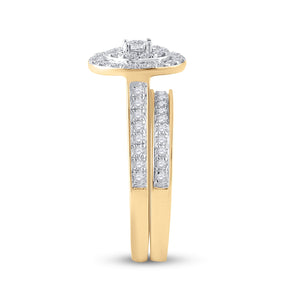 Eternal Love 10kt Yellow Gold Round Diamond Oval Bridal Wedding Ring Band Set - Splendid Jewellery