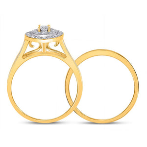 Eternal Love 10kt Yellow Gold Round Diamond Oval Bridal Wedding Ring Band Set - Splendid Jewellery