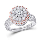 Eternal Love 14kt Two - tone Gold Diamond Halo Bridal Wedding Ring Band Set with Ruby Accent - Splendid Jewellery