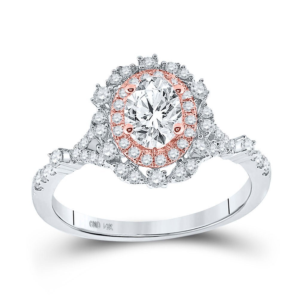 Eternal Love 14kt Two - tone Gold Oval Diamond Halo Bridal Wedding Engagement Ring - Splendid Jewellery