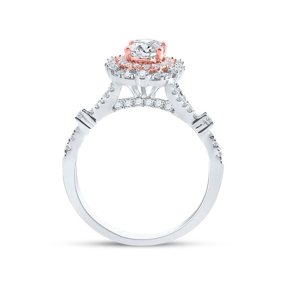 Eternal Love 14kt Two - tone Gold Oval Diamond Halo Bridal Wedding Engagement Ring - Splendid Jewellery