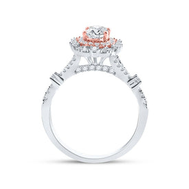 Eternal Love 14kt Two - tone Gold Oval Diamond Halo Bridal Wedding Engagement Ring - Splendid Jewellery