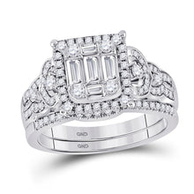 Load image into Gallery viewer, Eternal Love 14kt White Gold Baguette Diamond Square Bridal Wedding Ring Band Set - Splendid Jewellery