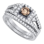 Eternal Love 14kt White Gold Brown Diamond Bridal Wedding Ring Set - Splendid Jewellery