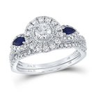 Eternal Love 14kt White Gold Diamond and Sapphire Bridal Wedding Ring Set - Splendid Jewellery