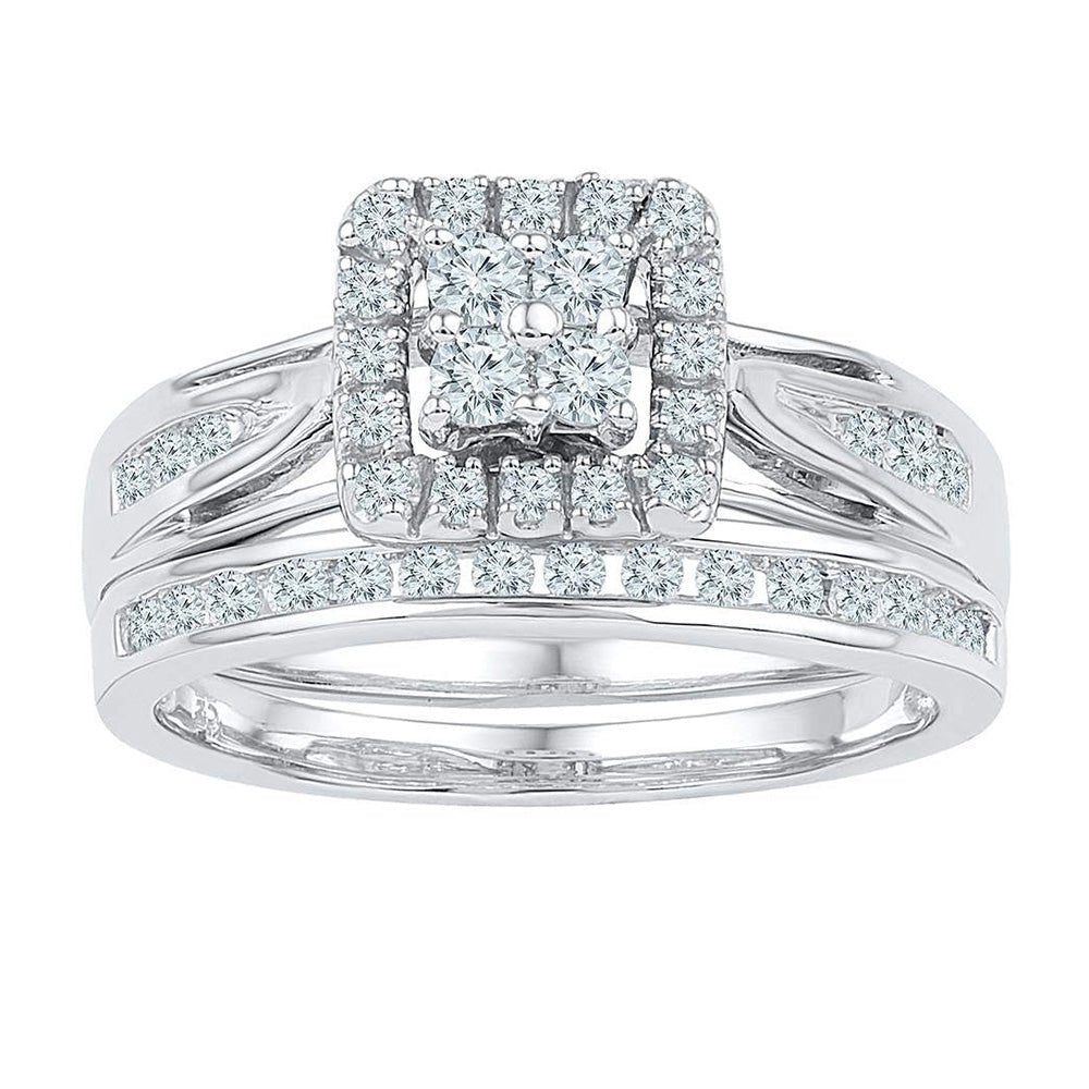 Eternal Love 14kt White Gold Diamond Bridal Wedding Ring Band Set - Splendid Jewellery