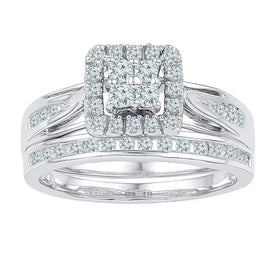 Eternal Love 14kt White Gold Diamond Bridal Wedding Ring Band Set - Splendid Jewellery