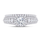 Eternal Love 14kt White Gold Diamond Bridal Wedding Ring Set - Front View
