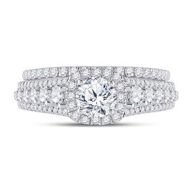 Eternal Love 14kt White Gold Diamond Bridal Wedding Ring Set - Front View