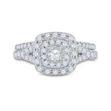 Load image into Gallery viewer, Eternal Love 14kt White Gold Diamond Halo Bridal Wedding Ring Band Set - Front View