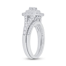 Load image into Gallery viewer, Eternal Love 14kt White Gold Diamond Halo Bridal Wedding Ring Band Set - Top View