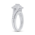 Eternal Love 14kt White Gold Diamond Halo Bridal Wedding Ring Band Set - Top View