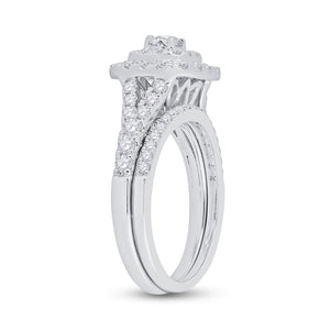 Eternal Love 14kt White Gold Diamond Halo Bridal Wedding Ring Band Set - Splendid Jewellery