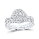 Eternal Love 14kt White Gold Diamond Halo Bridal Wedding Ring Band Set - Splendid Jewellery