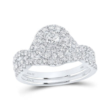 Load image into Gallery viewer, Eternal Love 14kt White Gold Diamond Halo Bridal Wedding Ring Band Set - Splendid Jewellery