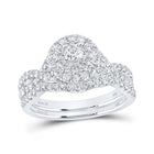 Eternal Love 14kt White Gold Diamond Halo Bridal Wedding Ring Band Set - Splendid Jewellery