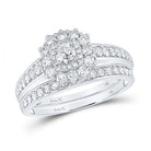 Eternal Love 14kt White Gold Diamond Halo Bridal Wedding Ring Band Set - Splendid Jewellery