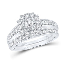 Load image into Gallery viewer, Eternal Love 14kt White Gold Diamond Halo Bridal Wedding Ring Band Set - Splendid Jewellery