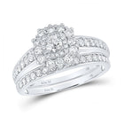 Eternal Love 14kt White Gold Diamond Halo Bridal Wedding Ring Band Set - Splendid Jewellery