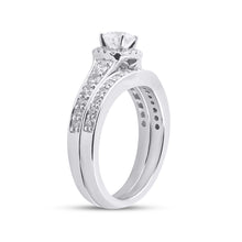 Load image into Gallery viewer, Eternal Love 14kt White Gold Diamond Halo Bridal Wedding Ring Band Set - Second Side View