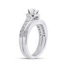 Eternal Love 14kt White Gold Diamond Halo Bridal Wedding Ring Band Set - Second Side View
