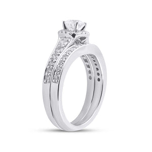 Eternal Love 14kt White Gold Diamond Halo Bridal Wedding Ring Band Set - Splendid Jewellery