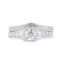 Load image into Gallery viewer, Eternal Love 14kt White Gold Diamond Halo Bridal Wedding Ring Band Set - Front View