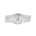 Eternal Love 14kt White Gold Diamond Halo Bridal Wedding Ring Band Set - Front View